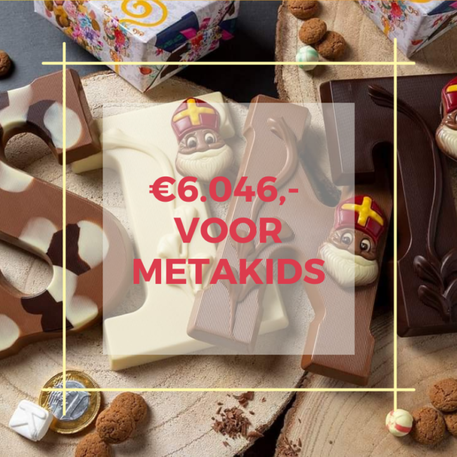 LC40 chocoladeletter opbrengst 2020 €6046,- voor metakids verkoop chocoladeletters 6064 euro stichting metakids